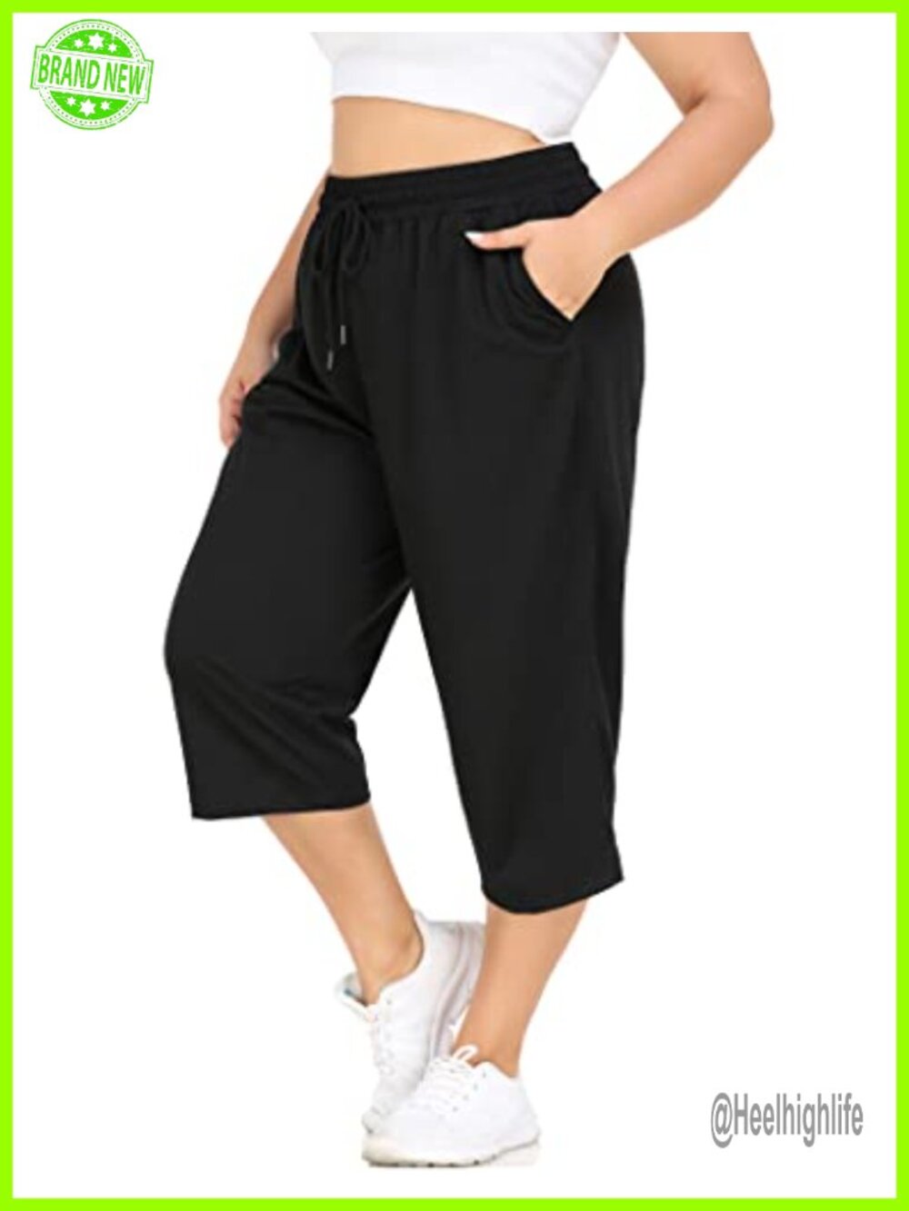 Plus Size Capri Yoga Pants with Pockets Loose Fit Women's Activewear Sweatpants